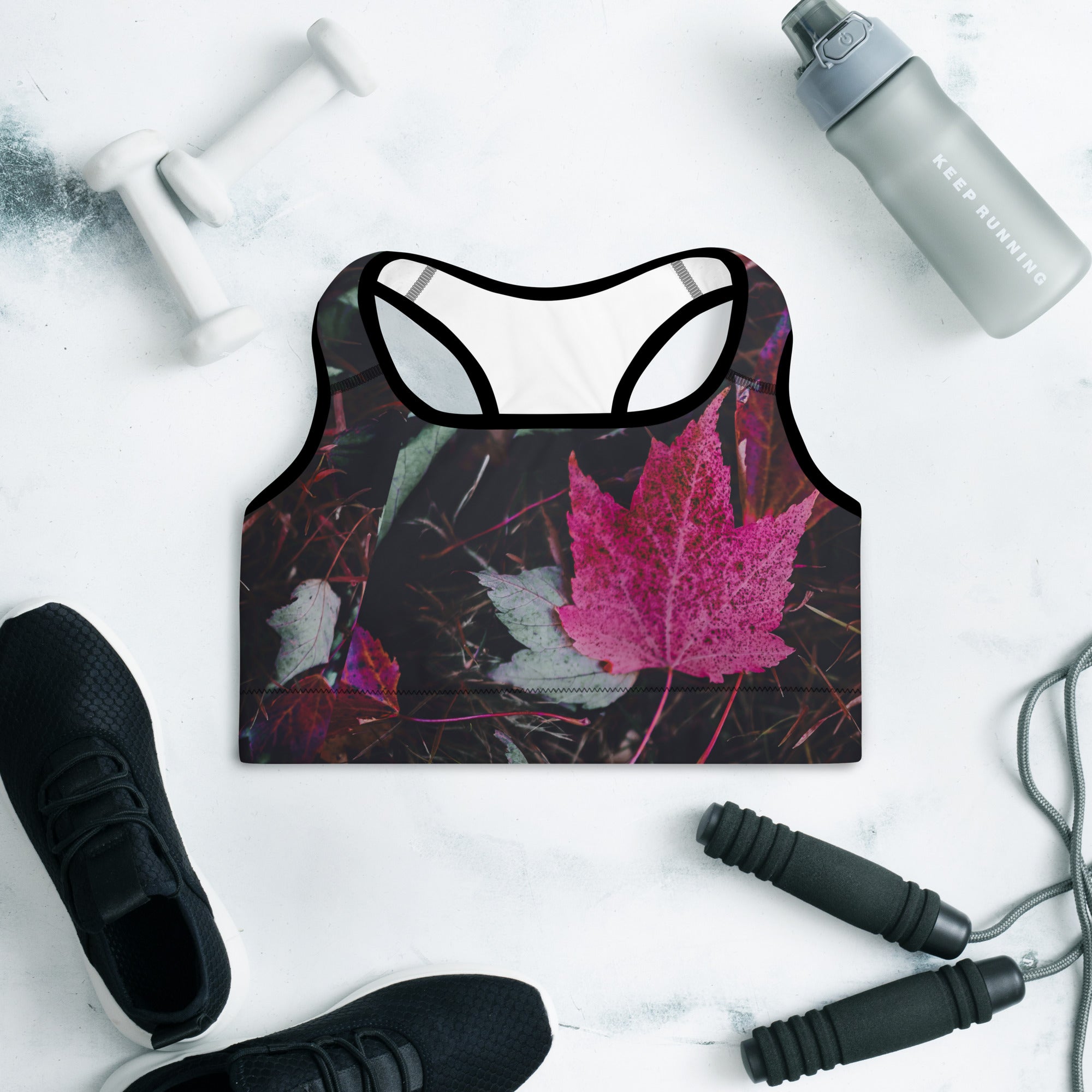Sports Bra- Fall Design. Activewear Bra. Yoga or Gym Top. "PurpleAutumn" by WickedYo.